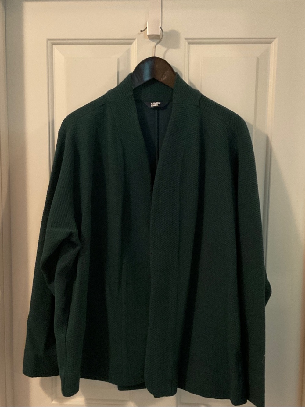 Lands' End Womens Forest Green Open-Front Knit Jacket 1X 16-18W